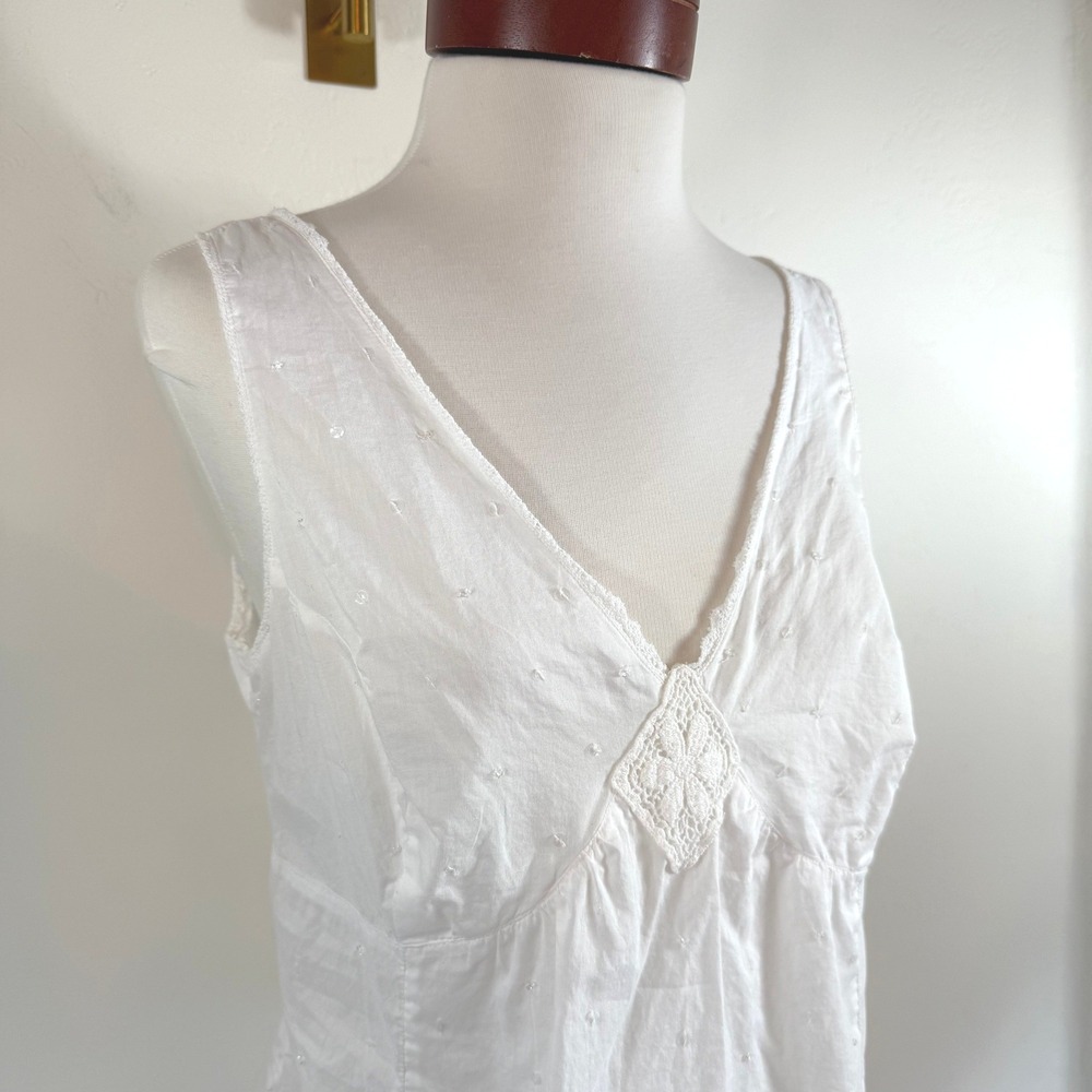 The Limited White Crochet Lace Sequin Tank Top V-Neck Cotton Cottage Coastal M - Picture 5 of 13
